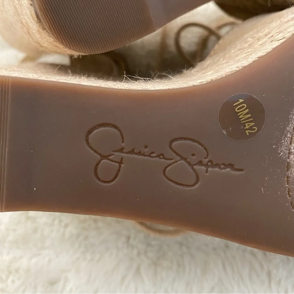 Jessica Simpson Cream Lace-Up Platform Wedge Espadrilles New Size 10